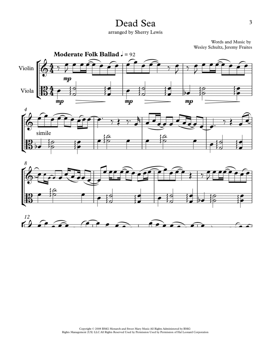 Dead Sea String Duet scores gallery preview page 1