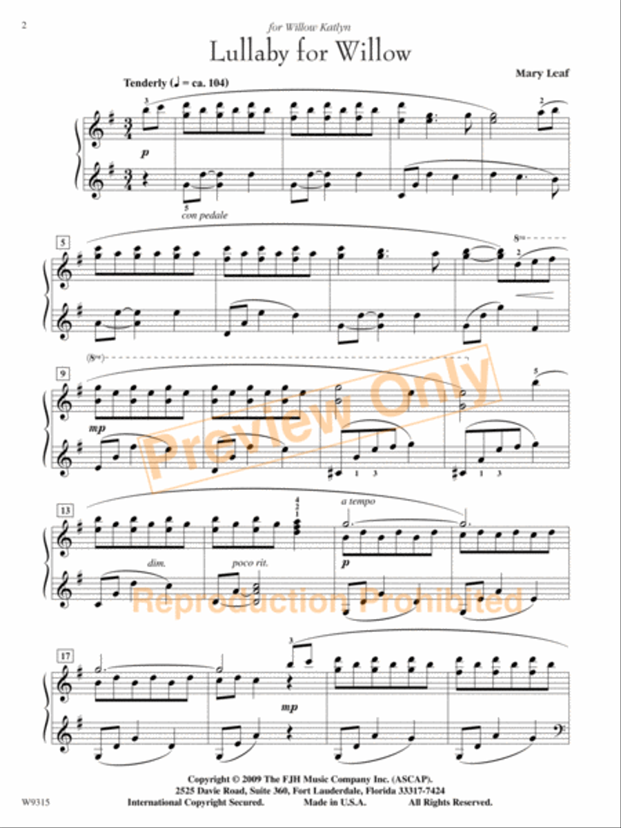 Lullaby for Willow Piano Solo scores gallery preview page 4