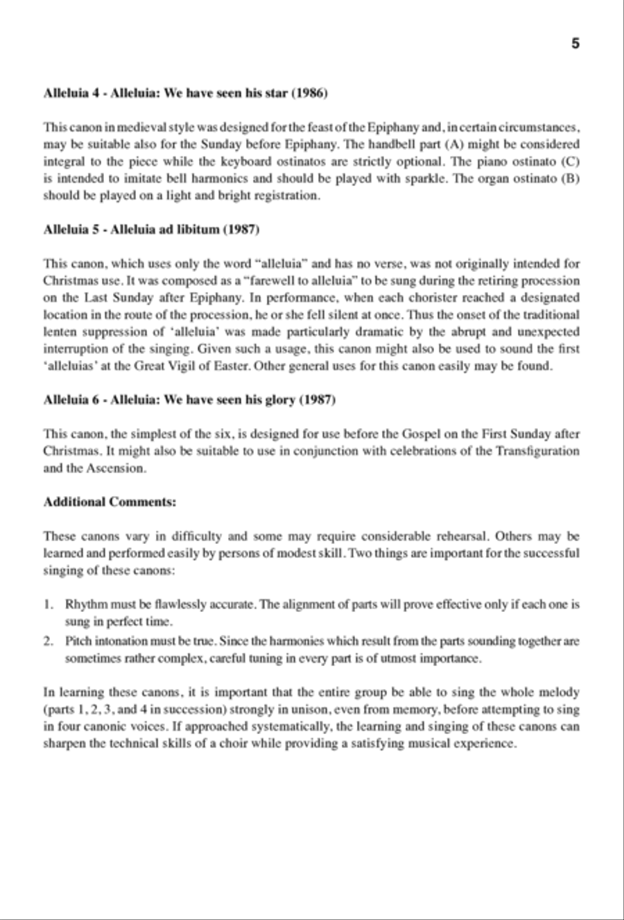 Six Alleluia Canons 4-Part scores gallery preview page 5