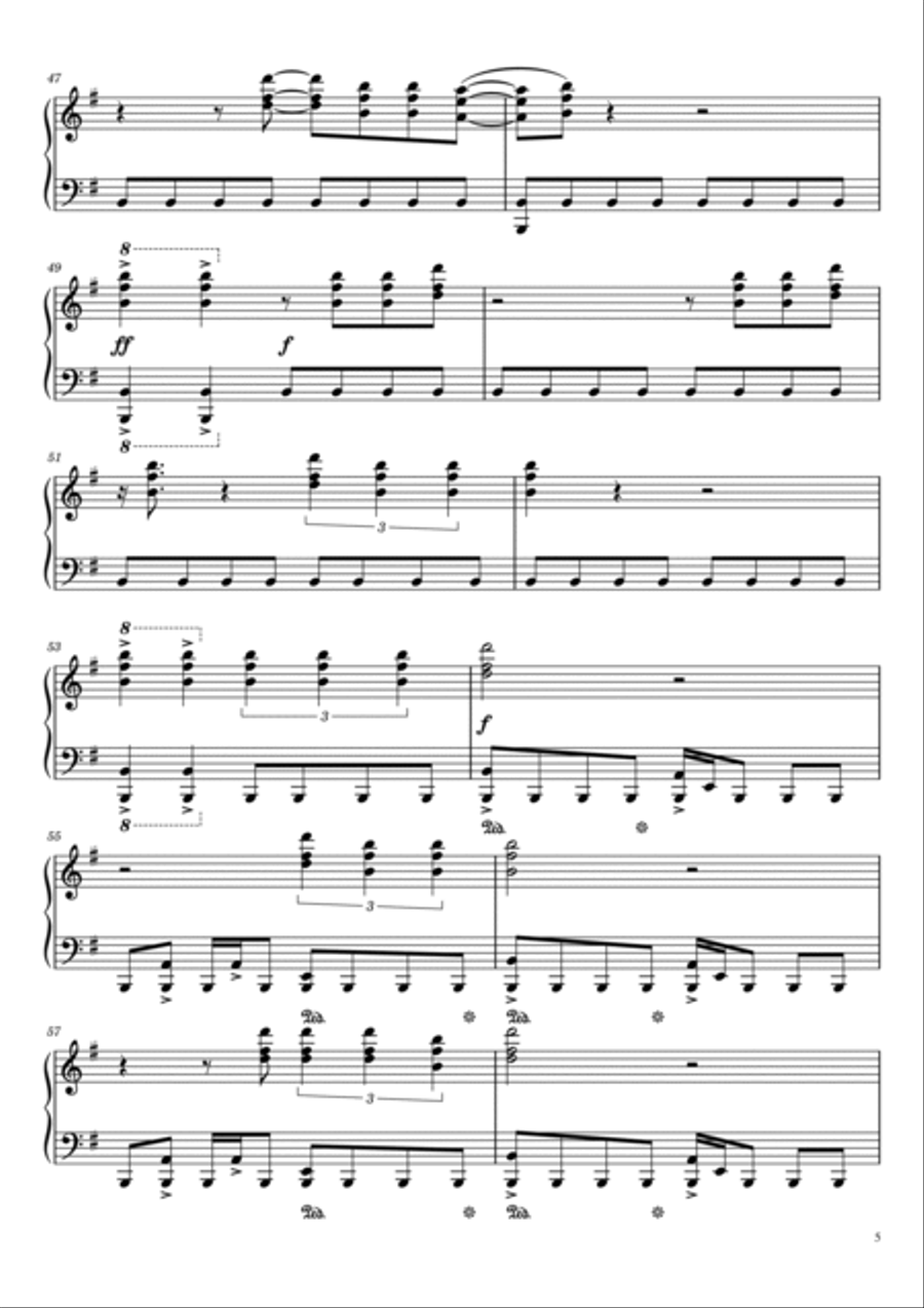 Thunderstruck Piano Solo scores gallery preview page 5