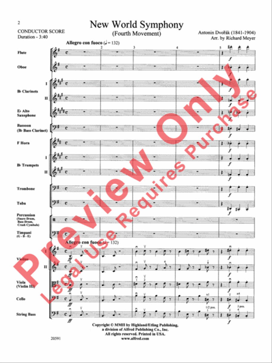 New World Symphony (Fourth Movement) Full Orchestra scores gallery preview page 3