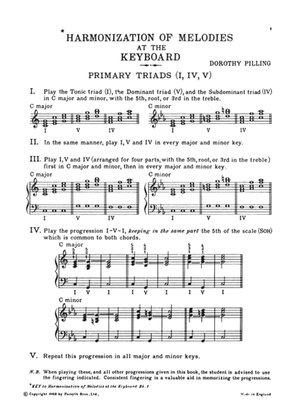 Harmonization of Melodies at the Keyboard, Book 1 by Dorothy Pilling