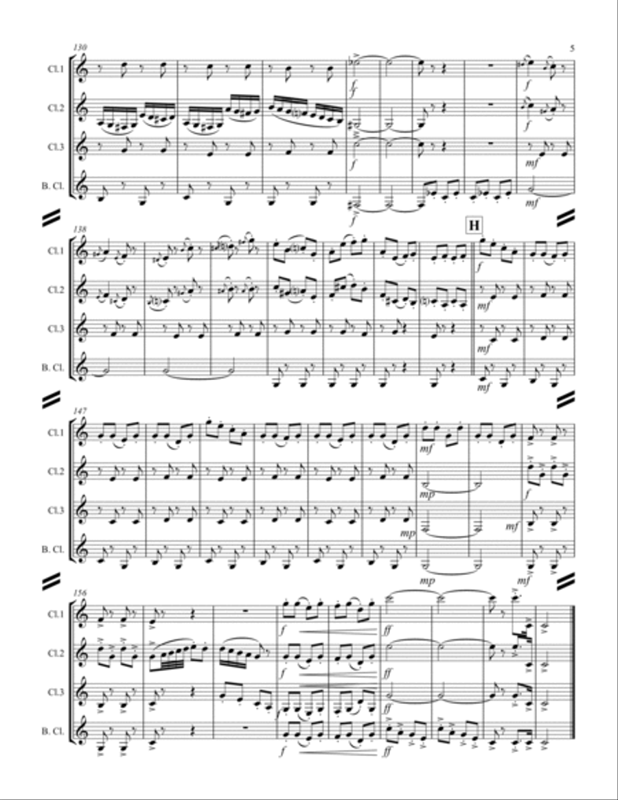 Strauss II - Perpetual Motion (for Clarinet Quartet) Clarinet Quartet scores gallery preview page 6
