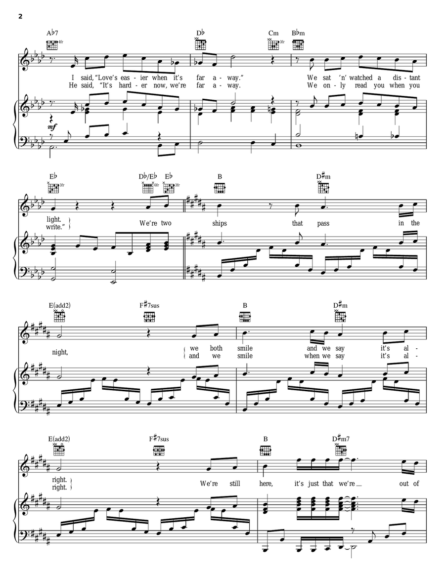 Ships Piano, Vocal, Guitar scores gallery preview page 2