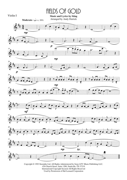 Fields Of Gold by Sting Cello - Digital Sheet Music