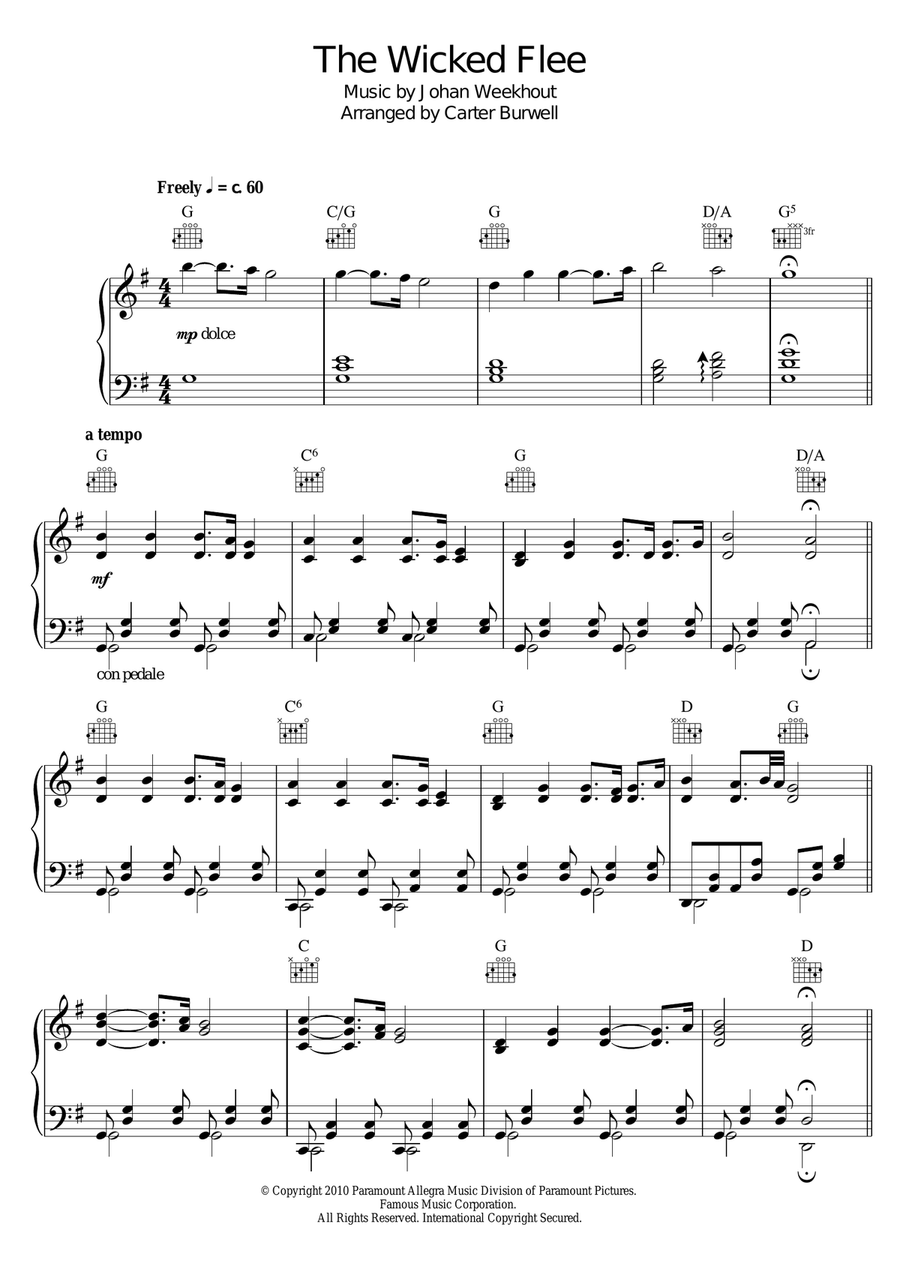 The Wicked Flee Piano Solo scores gallery preview page 1