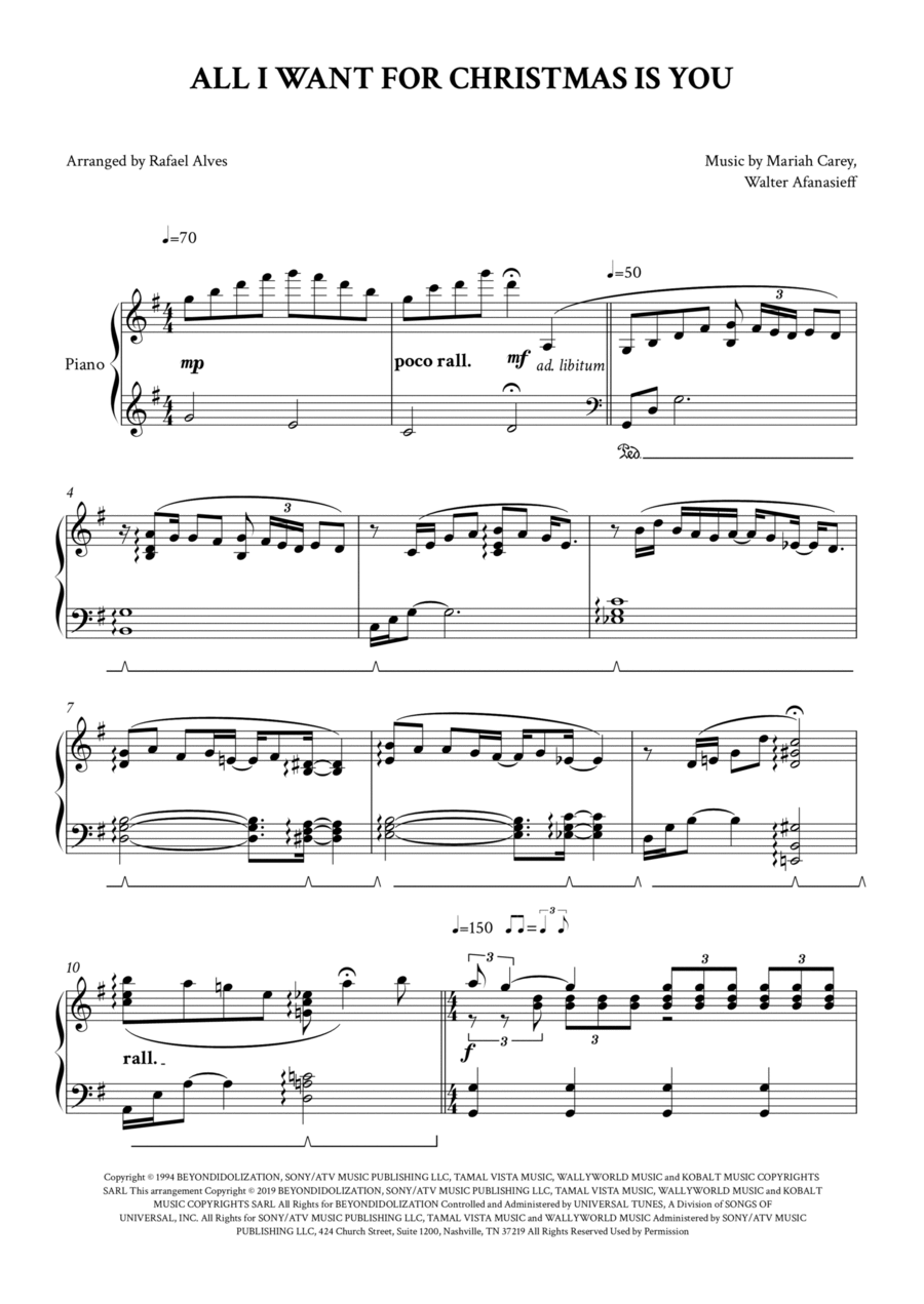 All I Want For Christmas Is You Piano Solo scores gallery preview page 1