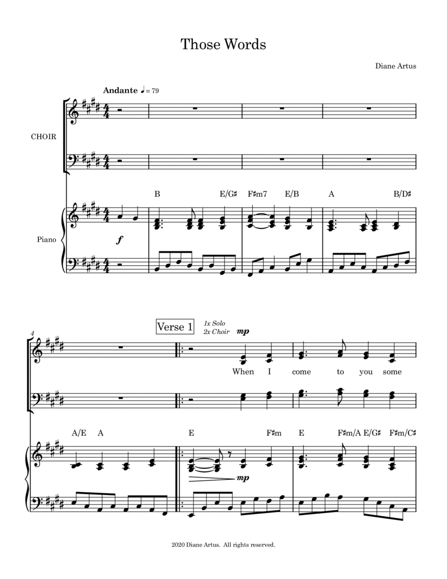 Those Words Those Words 4-Part scores gallery preview page 1