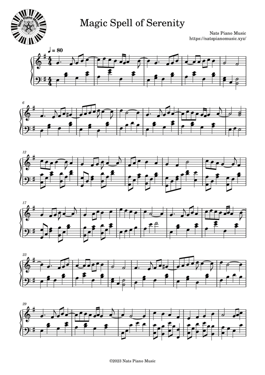 Magic Spell of Serenity Piano Solo scores gallery preview page 1