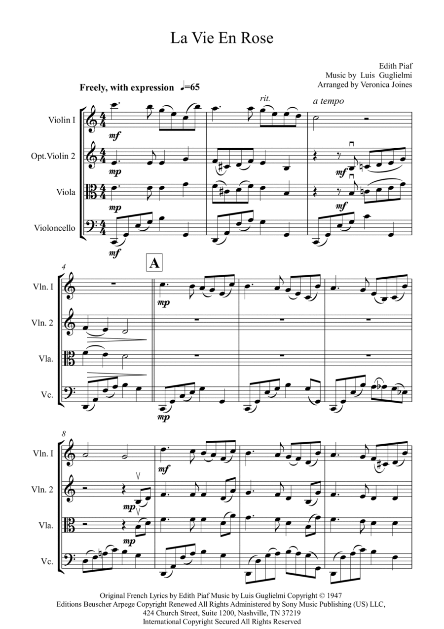 La Vie En Rose String Trio scores gallery preview page 1