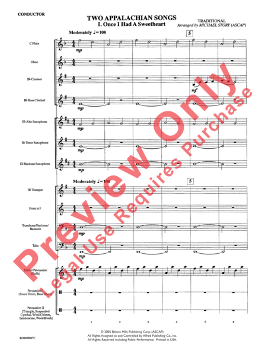 Two Appalachian Songs Concert Band scores gallery preview page 4