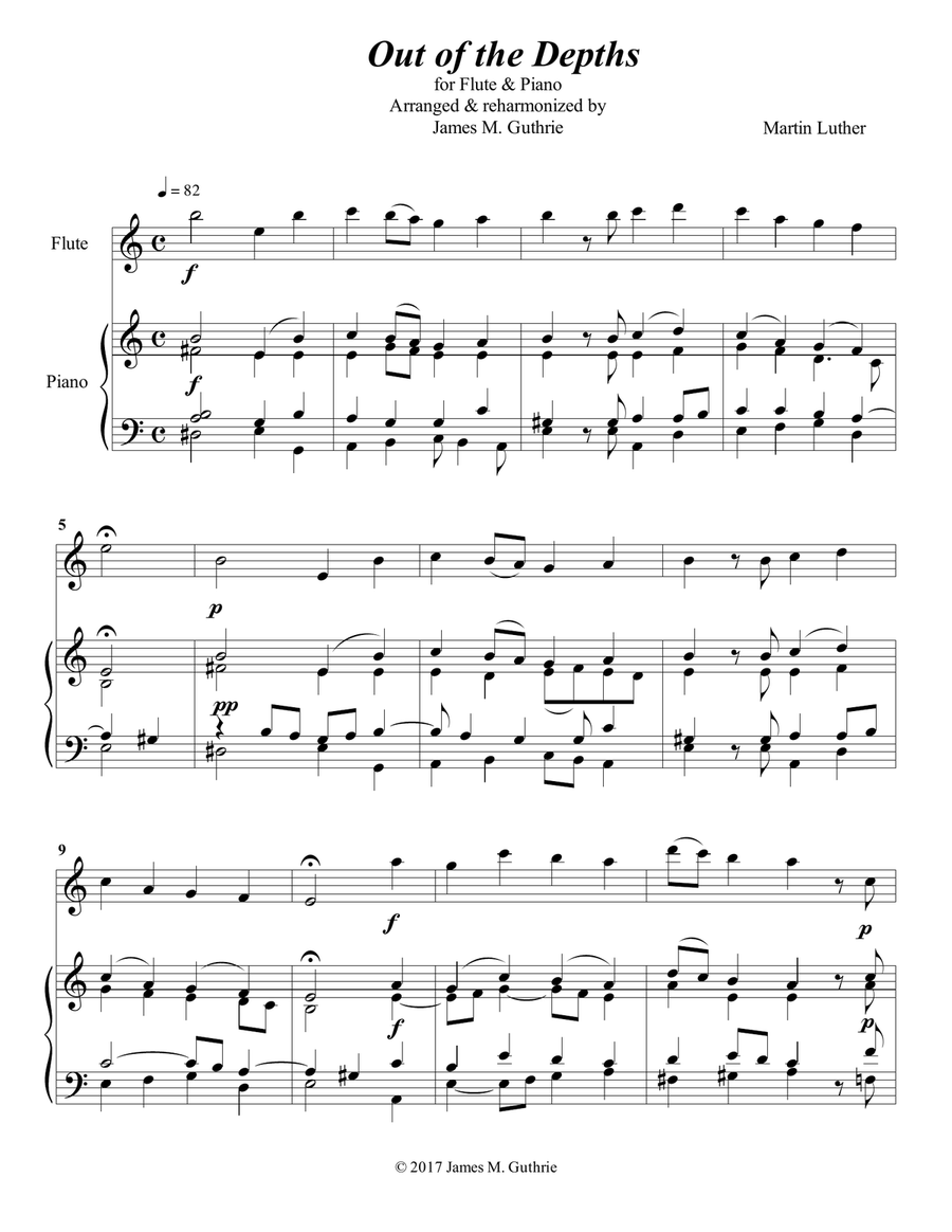 Luther: Out of the Depths for Flute & Piano Flute Solo scores gallery preview page 1