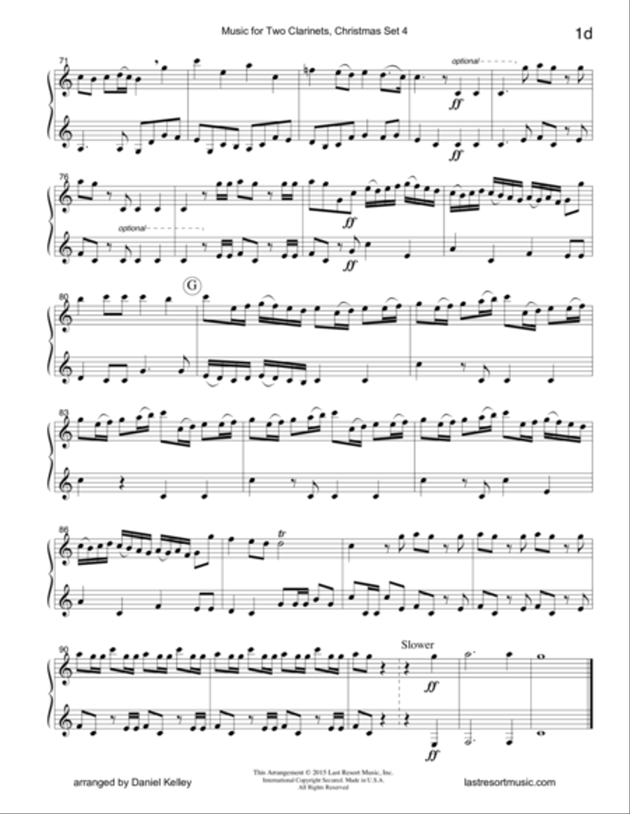 Christmas Duets for Clarinet - Set 4 - Music for Two Clarinets Clarinet Duet scores gallery preview page 5