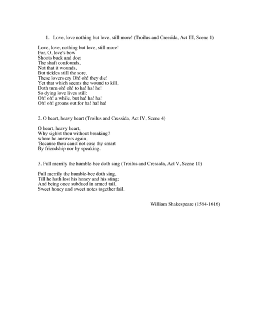 Three Songs for Pan To texts by William Shakespeare for SATB, oboe & piano