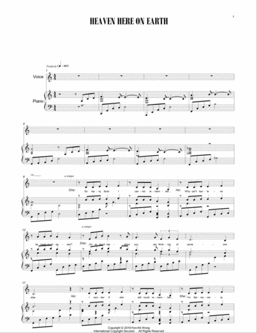 Heaven Here On Earth Voice scores gallery preview page 1