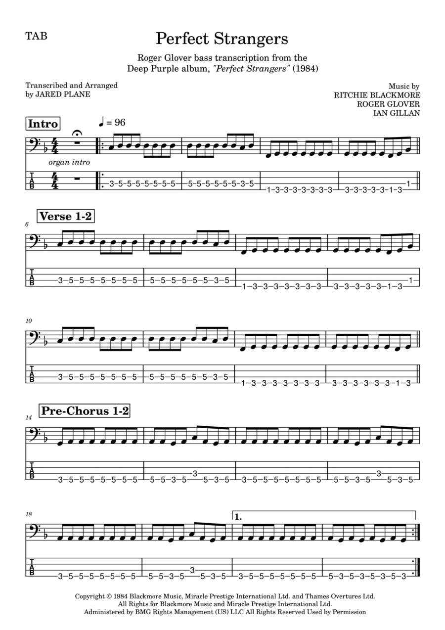 Perfect Strangers Guitar Tablature scores gallery preview page 1