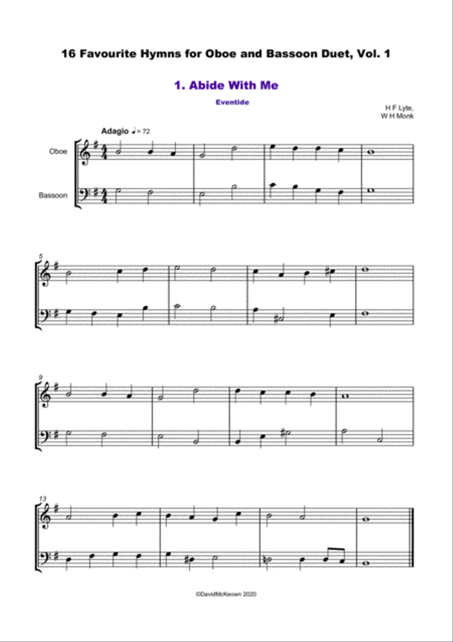 16 Favourite Hymns Vol.1 for Oboe and Bassoon Duet Woodwind Duet scores gallery preview page 2