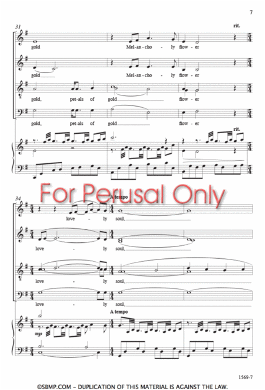 Melancholy Flower - SATB Octavo 4-Part scores gallery preview page 6