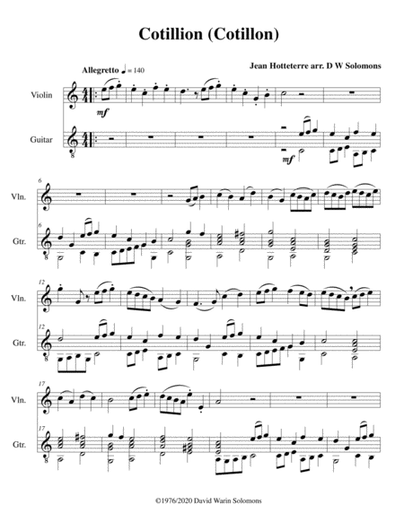 Cotillion (Cotillon) for violin and guitar image number null