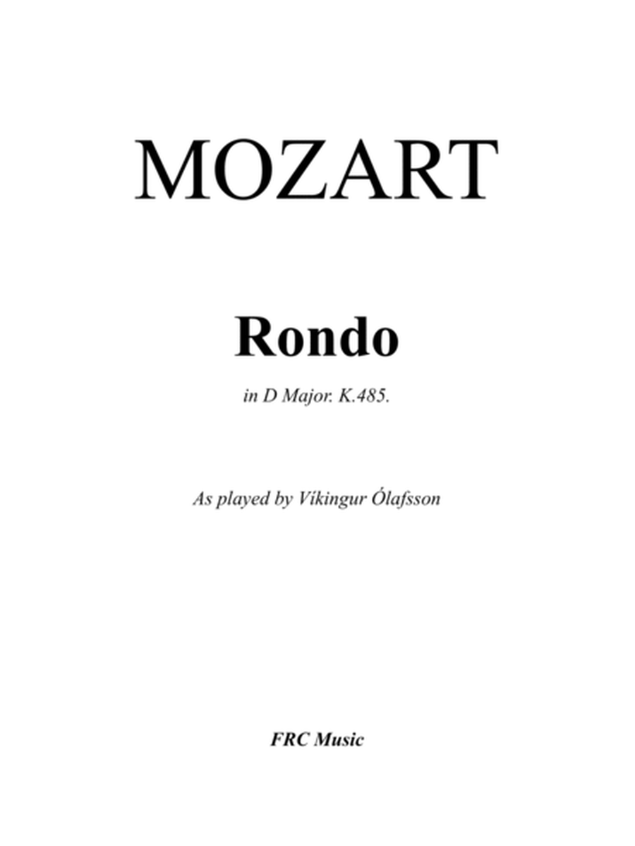 Mozart: Rondo in D Major, K. 485 for Piano Solo (as played by Víkingur Ólafsson) image number null