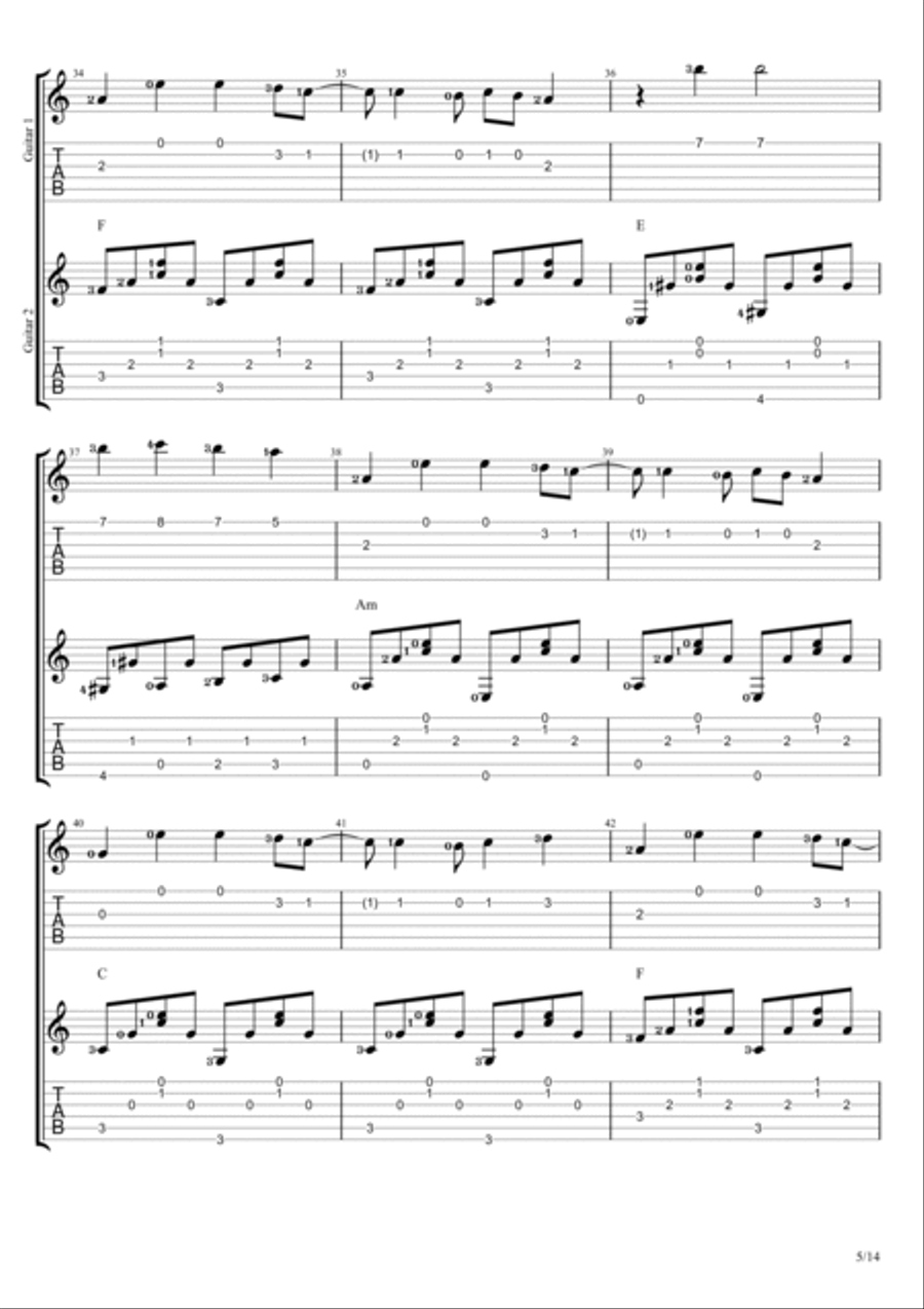 Fallin Guitar Tablature scores gallery preview page 5