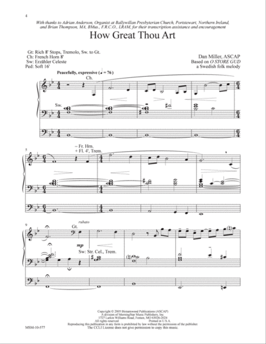 How Great Thou Art Three Hymns for Organ Organ Solo scores gallery preview page 2