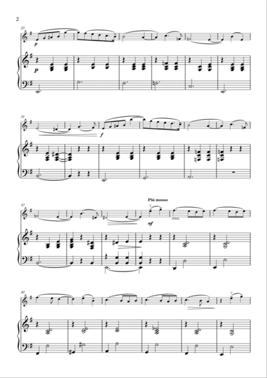 Tchaikovsky-Watlz sentimentale Op.51 No.6 for Violin and piano Violin Solo scores gallery preview page 3