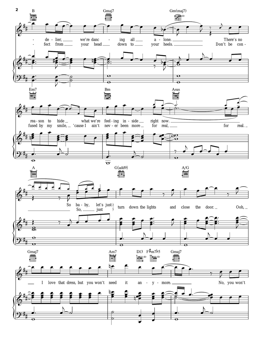 Versace On The Floor Piano, Vocal, Guitar scores gallery preview page 2