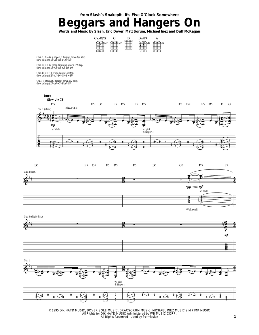 Beggars And Hangers On Acoustic Guitar scores gallery preview page 1
