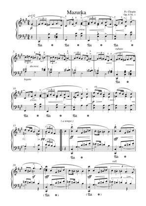 Chopin - Mazurka Op. 6 No.1 for piano solo