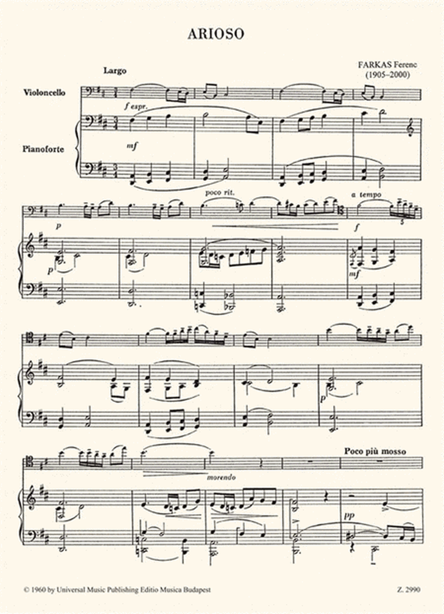 Arioso für Violoncello (Viola) und Klavier