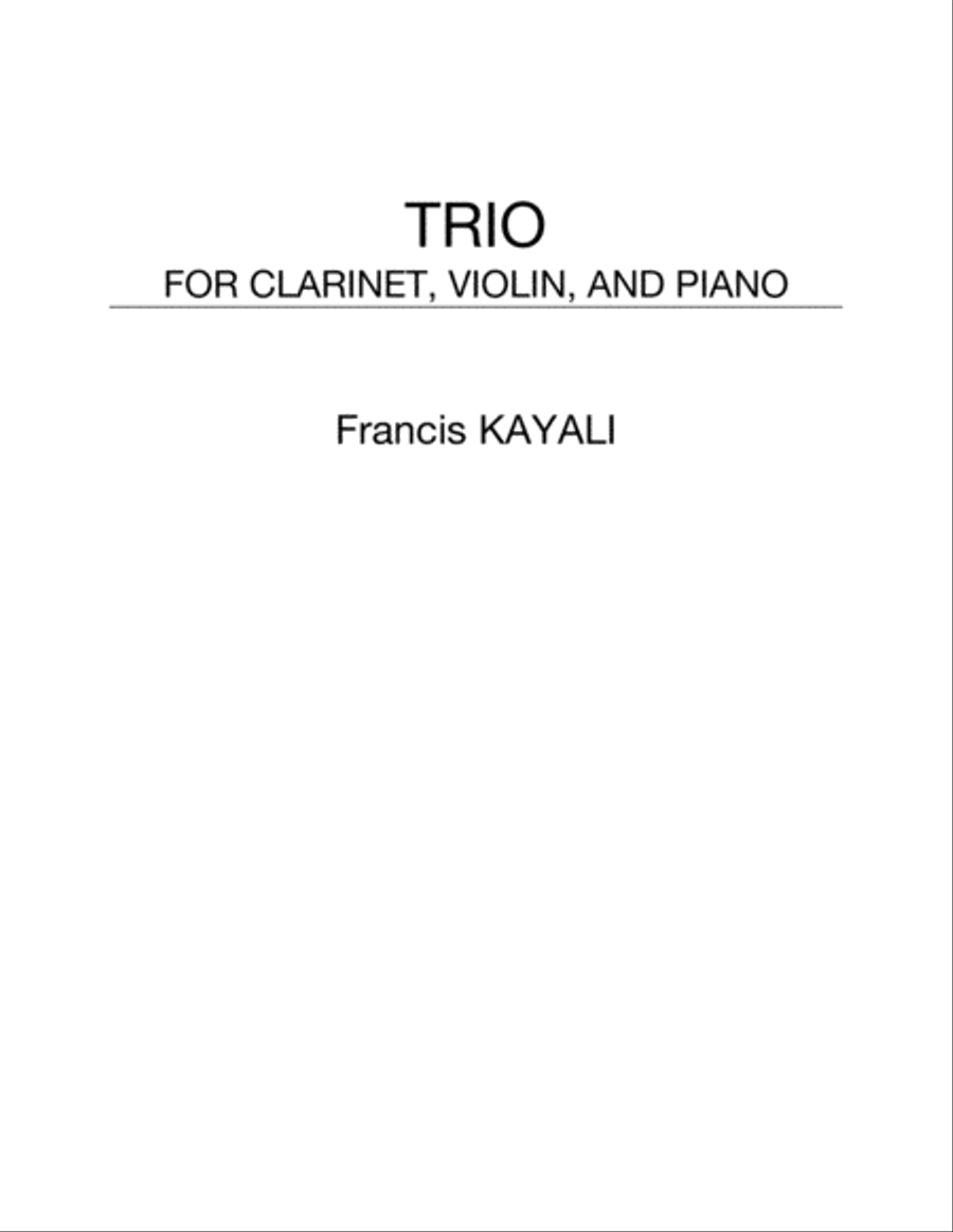 Trio for Clarinet, Violin, and Piano Clarinet scores gallery preview page 1