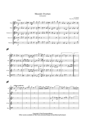 Book cover for Handel: Messiah (Der Messias) Overture - wind quintet