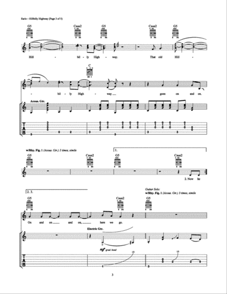 Hillbilly Highway Electric Guitar scores gallery preview page 3