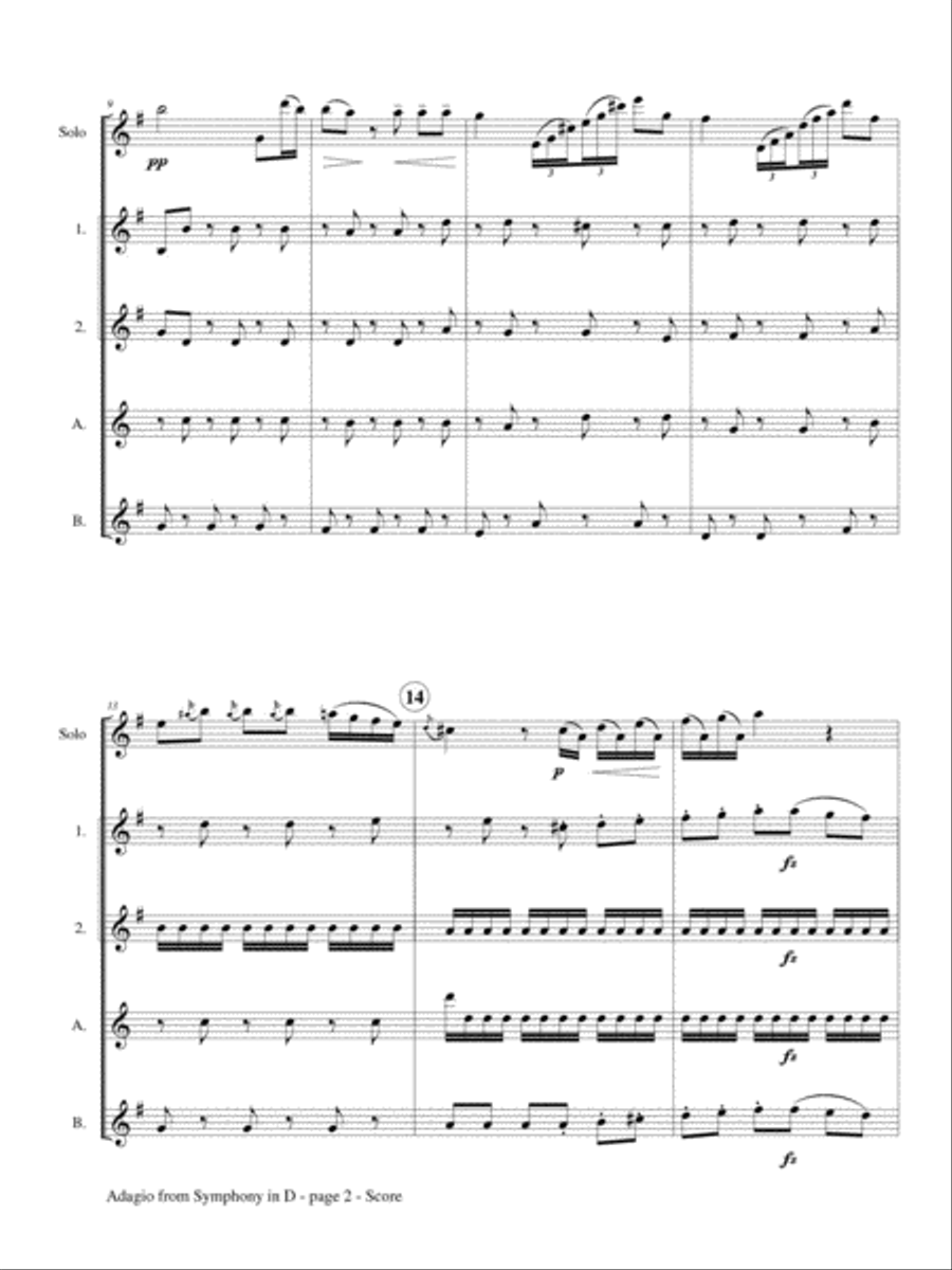 Adagio from Symphony in D for Flute Choir Flute Choir scores gallery preview page 3