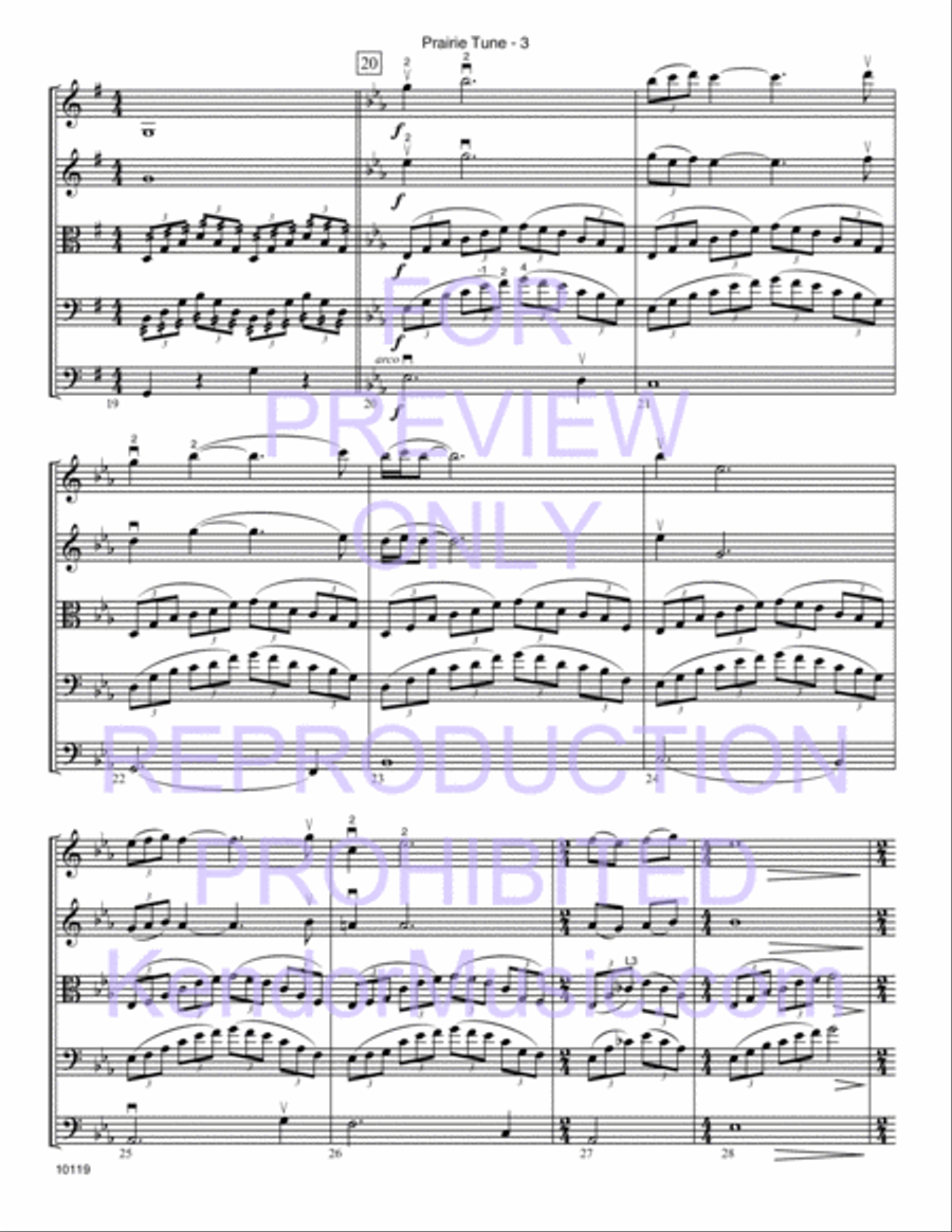 Prairie Tune (Inner Mongolian folk song) (Full Score) String Orchestra scores gallery preview page 4