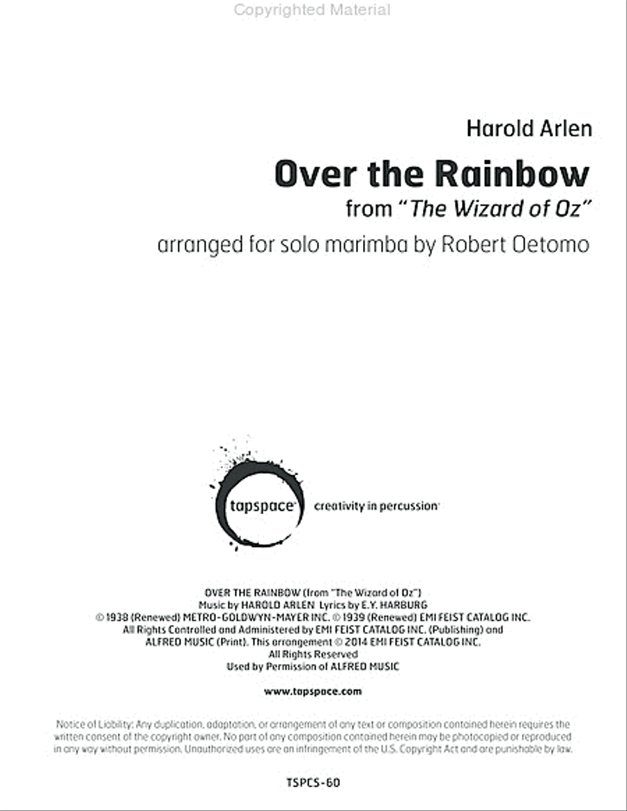 Over the Rainbow (solo version) Marimba scores gallery preview page 2