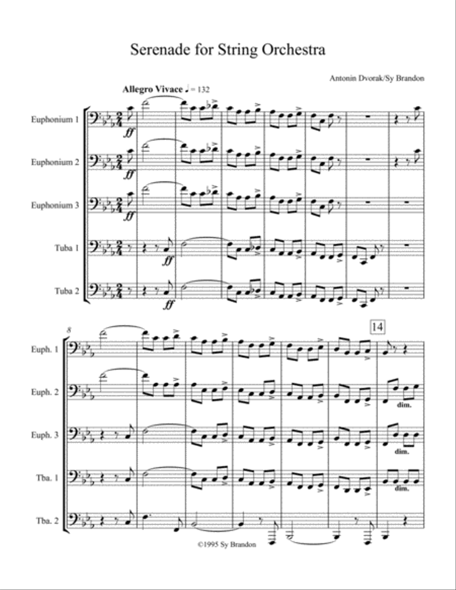 Serenade for String Orchestra Movement 5 for Three Euphoniums and Two Tubas image number null