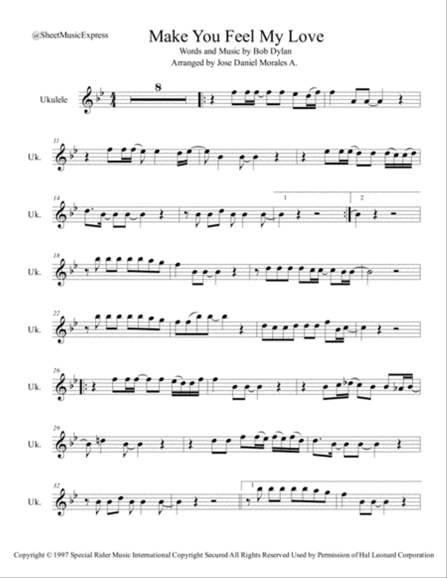 Make You Feel My Love Ukulele scores gallery preview page 1