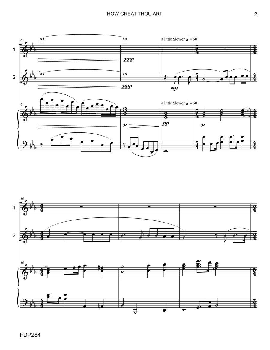 HOW GREAT THOU ART - FLUTE DUET with Piano Accompaniment Flute Duet scores gallery preview page 2