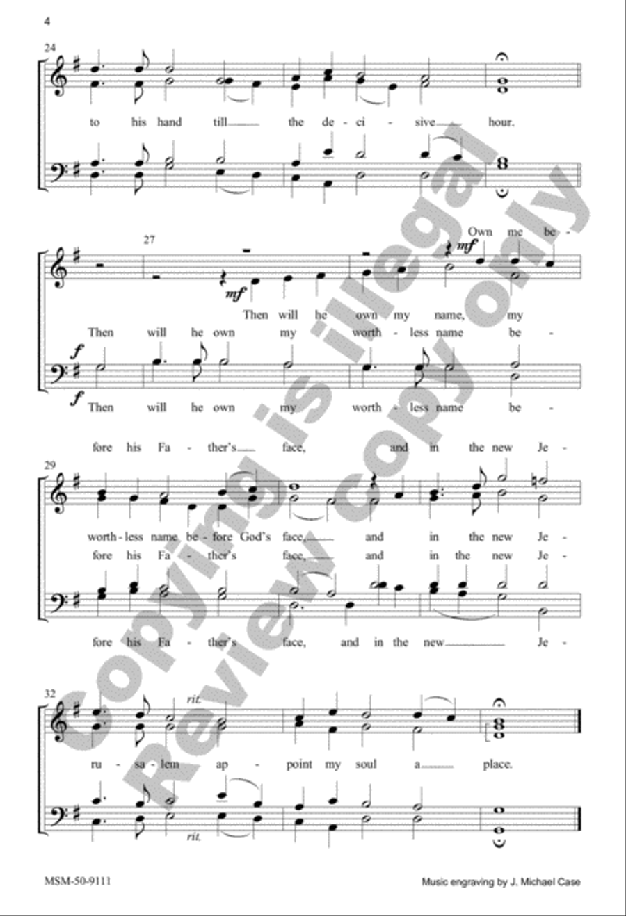 I'm Not Ashamed to Own My Lord 4-Part scores gallery preview page 4