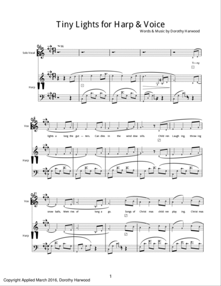 Tiny Lights for Harp & Voice Harp scores gallery preview page 3