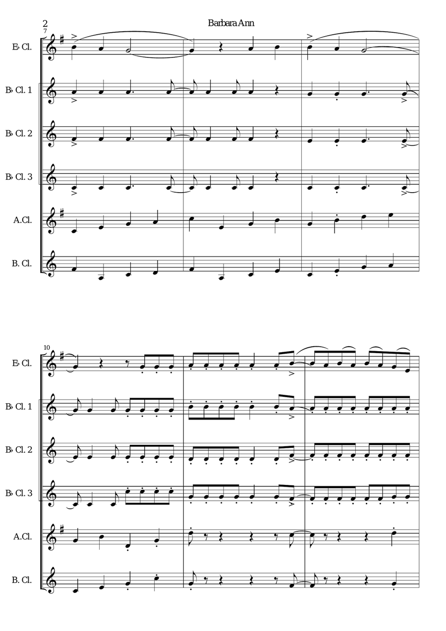 Barbara Ann Barbara Ann Woodwind Ensemble scores gallery preview page 2
