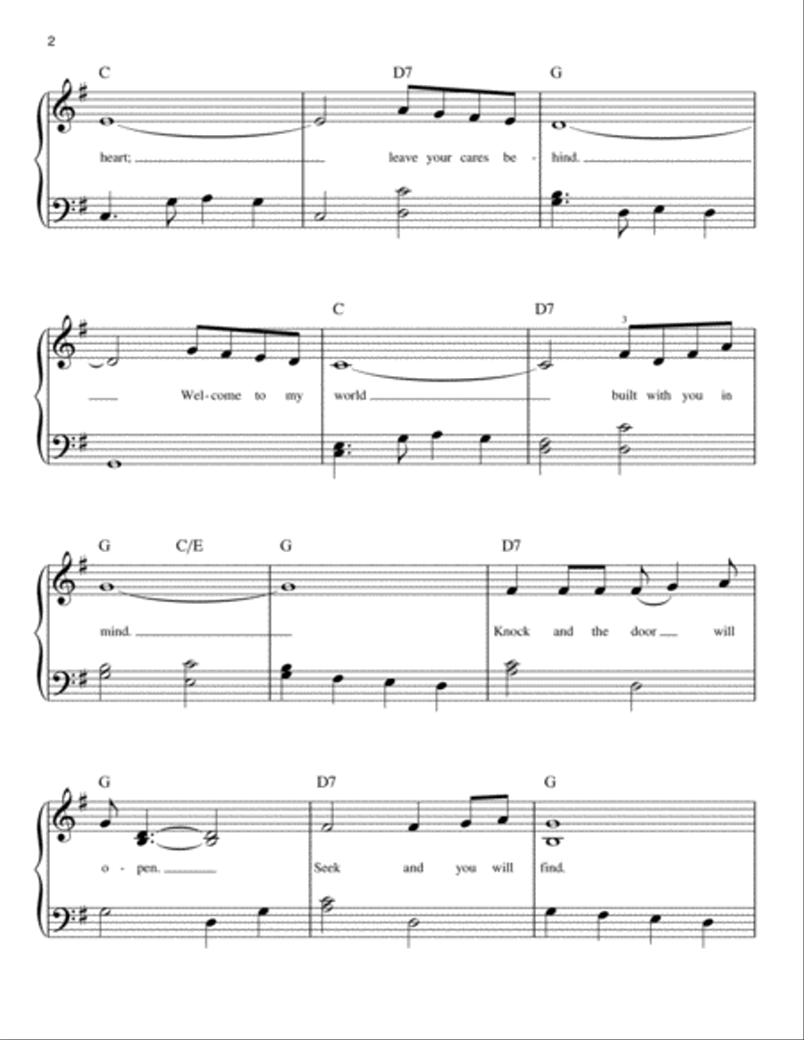 Welcome To My World Easy Piano scores gallery preview page 2