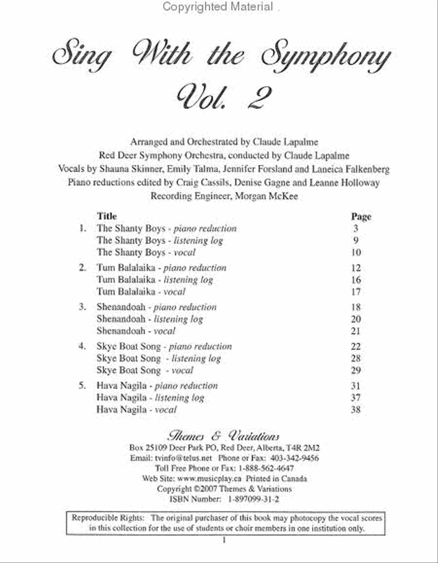 Sing With the Symphony, Volume 2 Unison Choir scores gallery preview page 2
