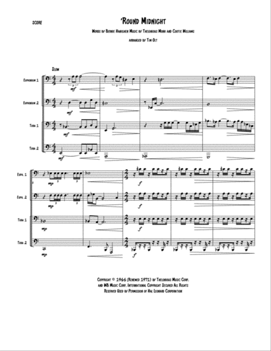 Round Midnight Round Midnight Brass Ensemble scores gallery preview page 1