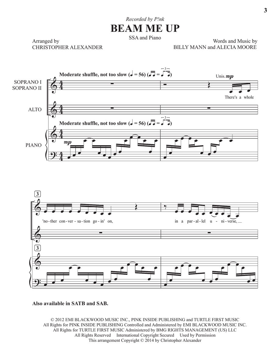 Beam Me Up SSA scores gallery preview page 3