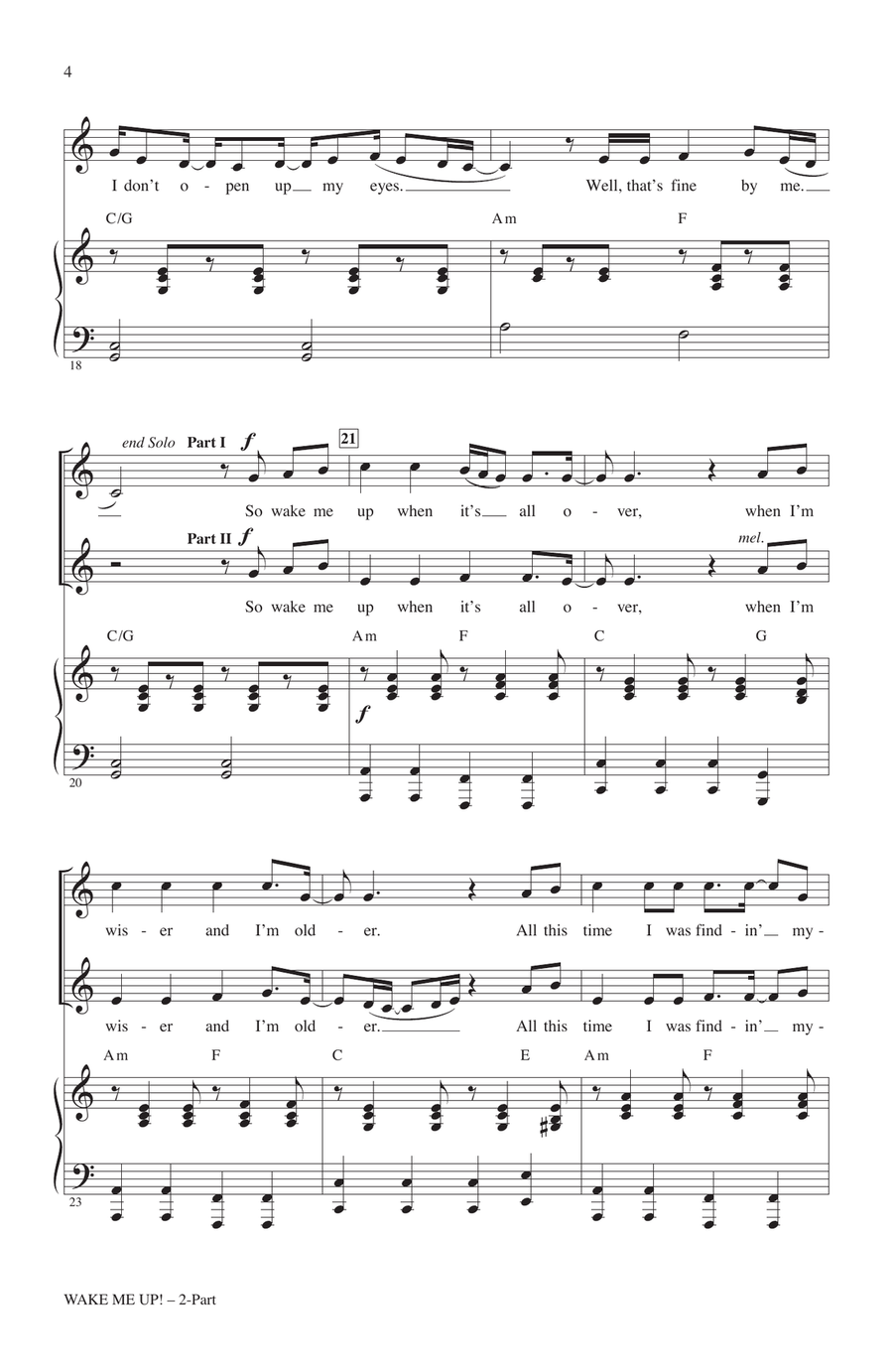 Wake Me Up! 2-Part scores gallery preview page 3