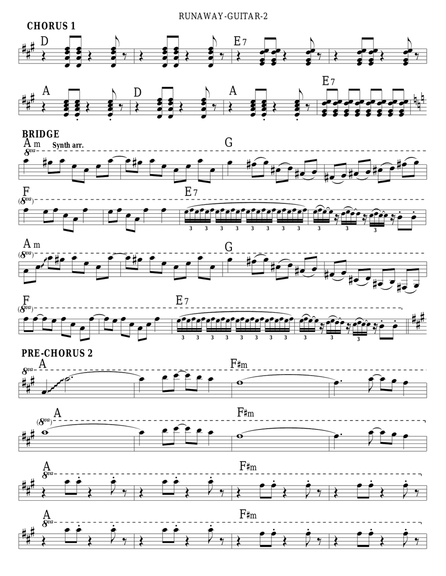 Runaway Guitar Solo scores gallery preview page 2