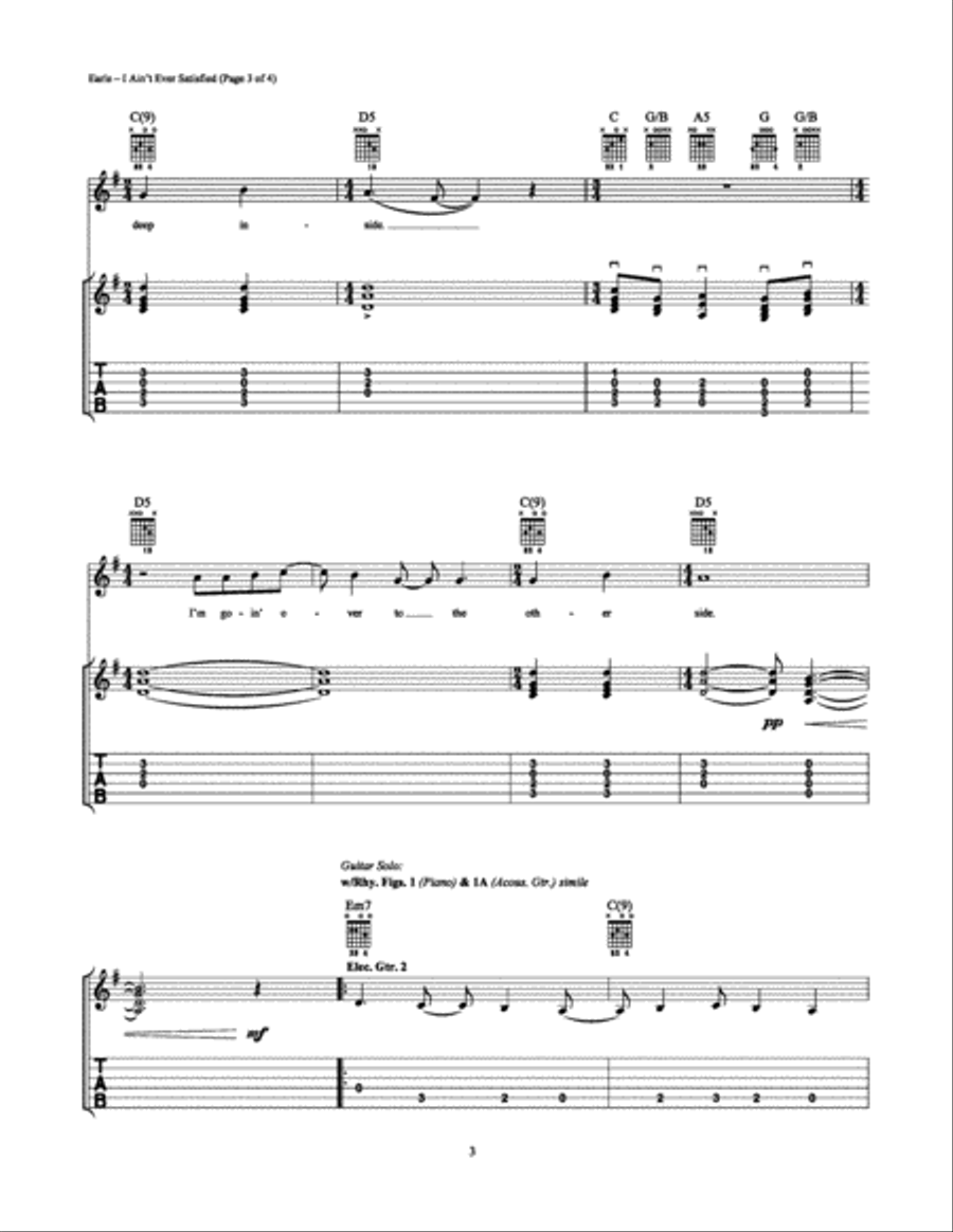 I Ain't Ever Satisfied Electric Guitar scores gallery preview page 3